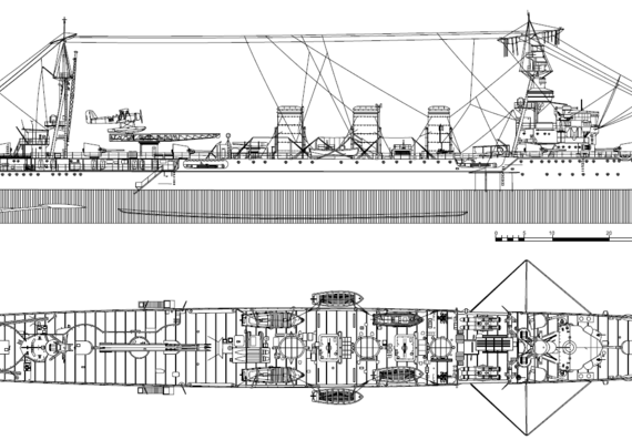 Корабль IJN Tama [Light Cruiser] (1942) - чертежи, габариты, рисунки